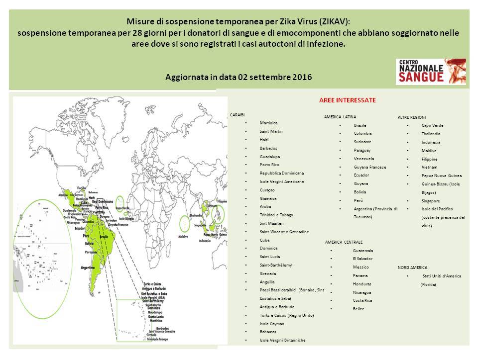 Aggiornamento zika virus 02 settembre 2016